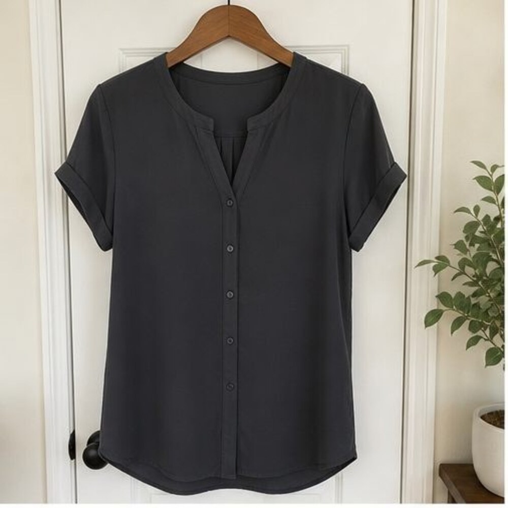 Charcoal Pleated Blouse